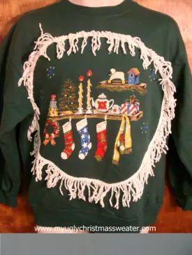 Tacky Green Stockings Scene Christmas Sweatshirt