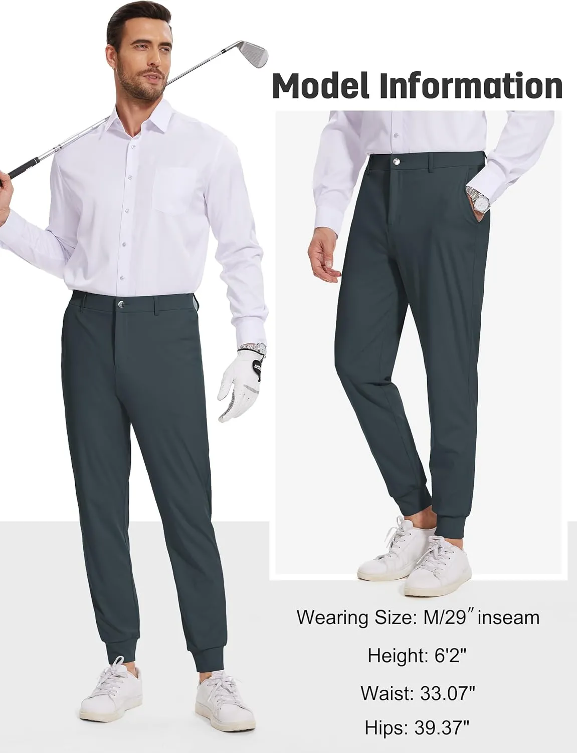 Tapata Men's 29/30/32/34 Inseam 4-Way Stretch Golf Joggers Slim Fit Regular Tall Athletic Sweatpants Casual Dress Pants