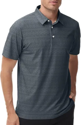 TIHEEN Mens Performance Moisture Wicking Golf Polo Shirt,Mens Business Casual Printed Short Sleeve Polo Shirts