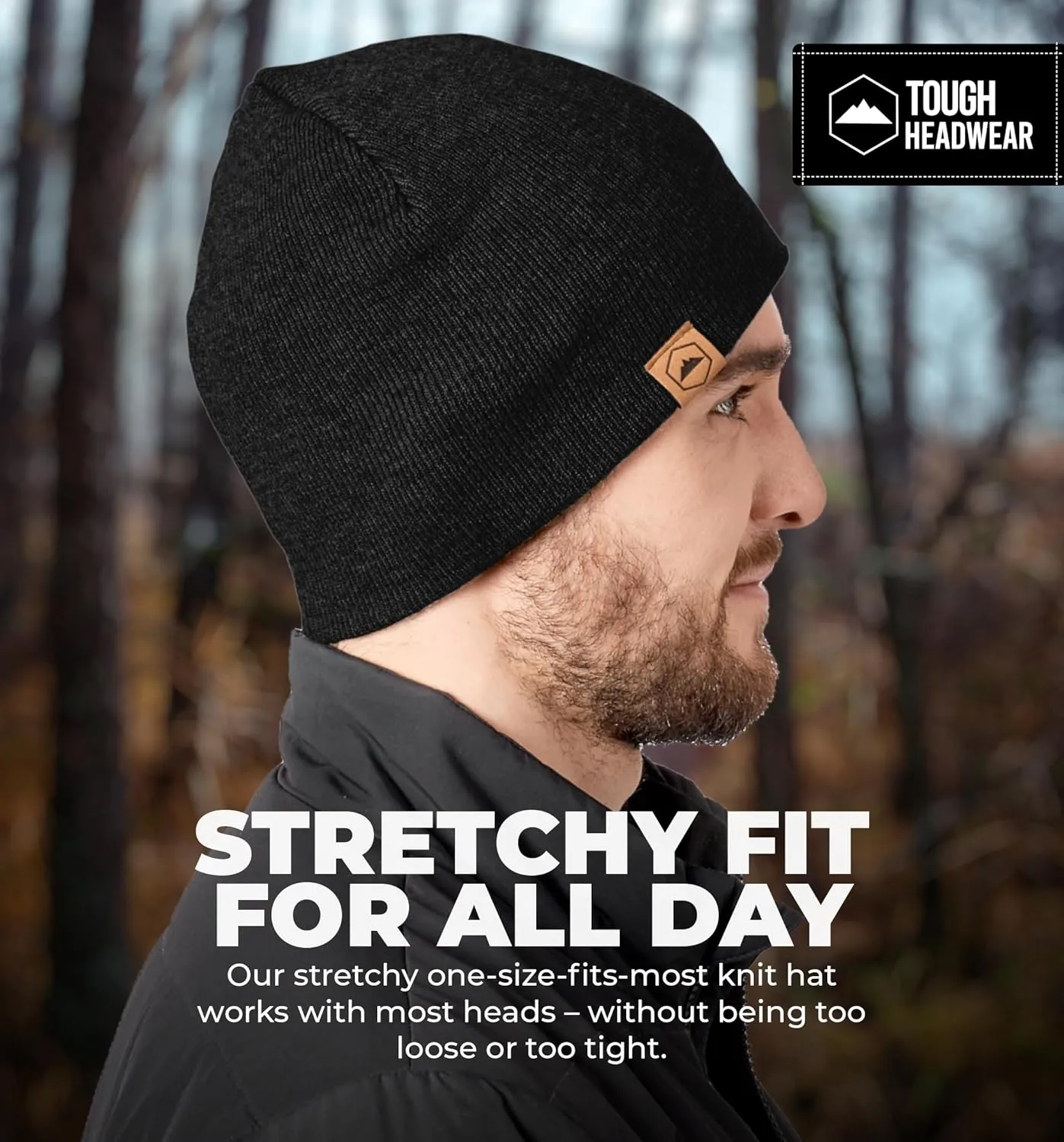 Tough Headwear Daily Knit Beanie - Beanies Hats for Men - Winter Hats for Men & Women - Warm Knitted Hats for Cold Weather