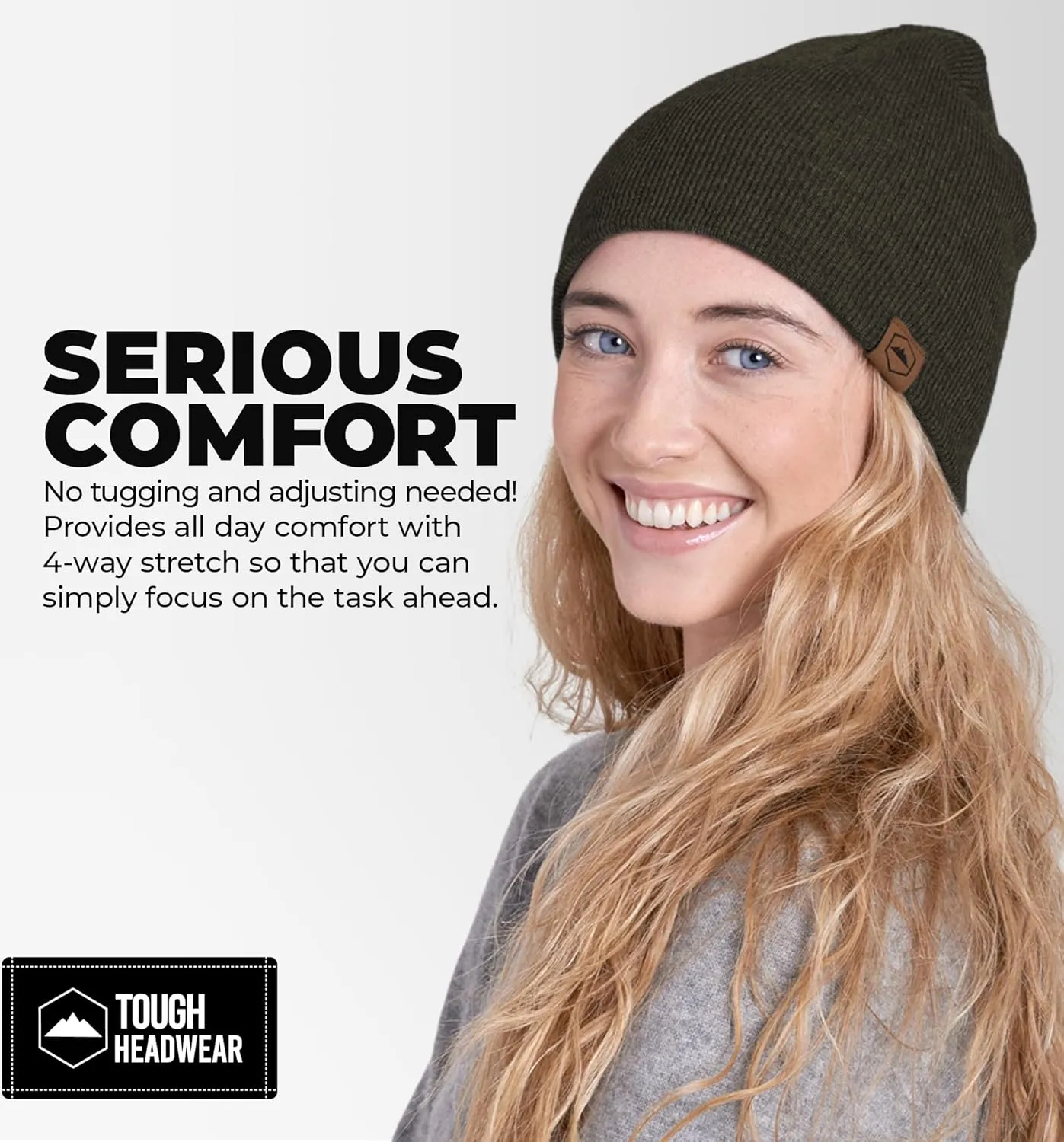 Tough Headwear Daily Knit Beanie - Beanies Hats for Men - Winter Hats for Men & Women - Warm Knitted Hats for Cold Weather