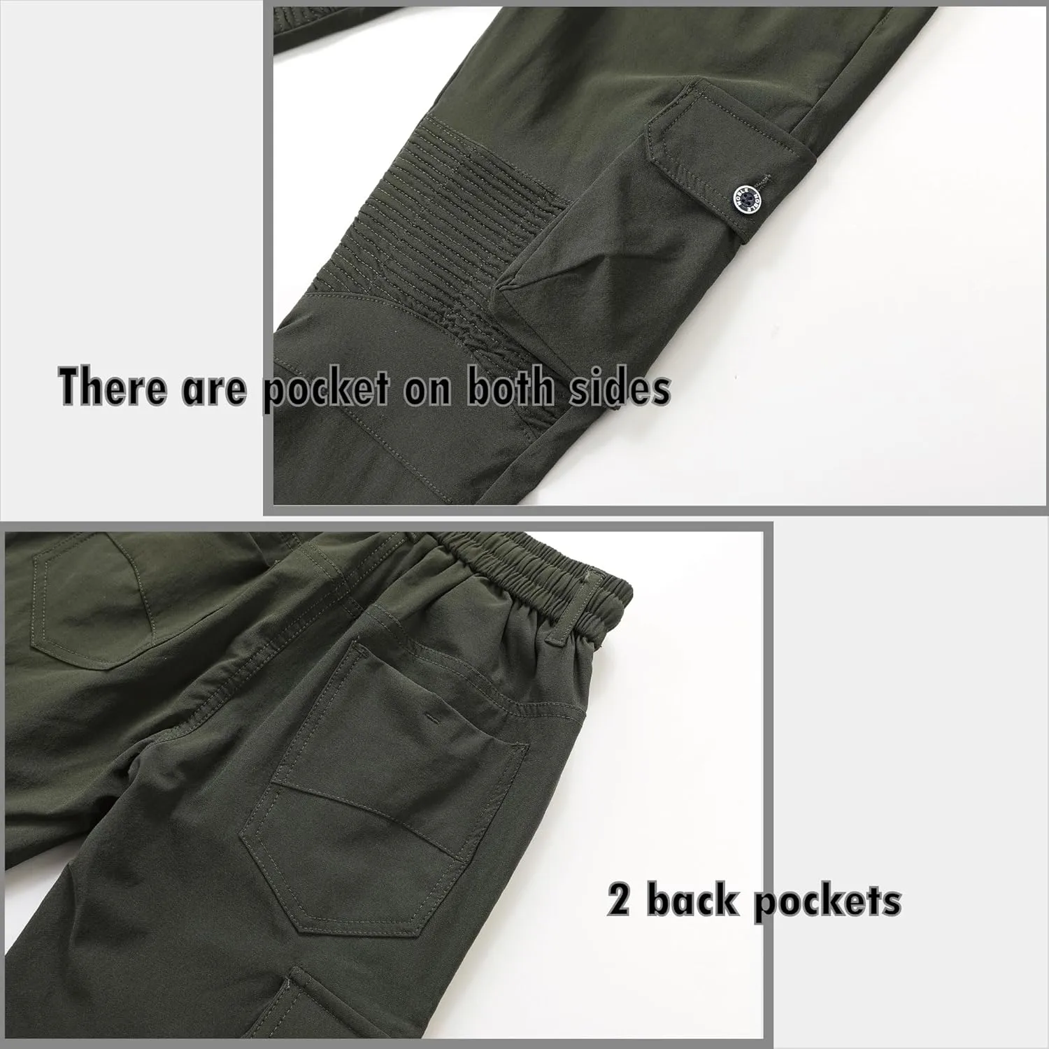 Vexalon Boys Cargo Joggers Pants Stretch Elastic Waist Drawstring Kids' Hiking Pants Youth Tapered Sweatpants 6 Pockets