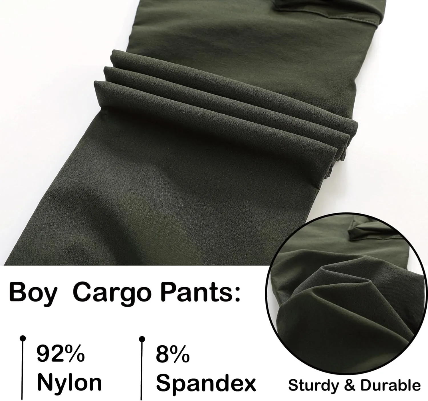 Vexalon Boys Cargo Joggers Pants Stretch Elastic Waist Drawstring Kids' Hiking Pants Youth Tapered Sweatpants 6 Pockets