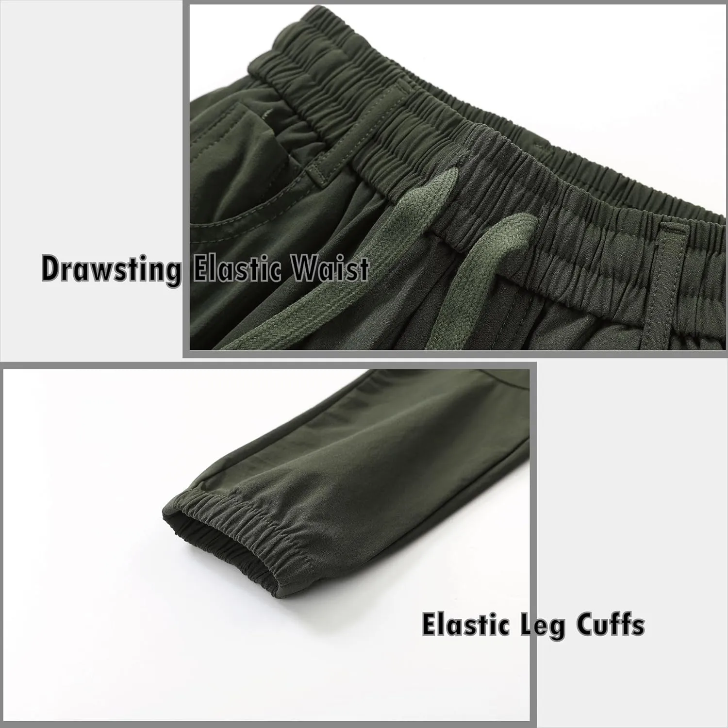 Vexalon Boys Cargo Joggers Pants Stretch Elastic Waist Drawstring Kids' Hiking Pants Youth Tapered Sweatpants 6 Pockets