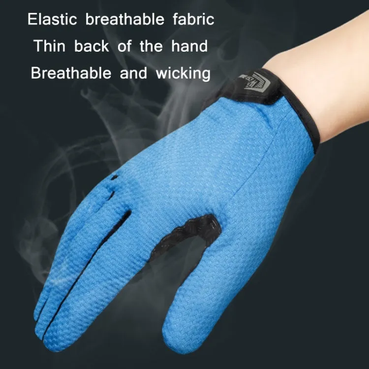 WEST BIKING YP0211223 Full-Finger Gloves For Cycling Shock Absorption Non-Slip Touch Screen Gloves, Size: M(Blue)