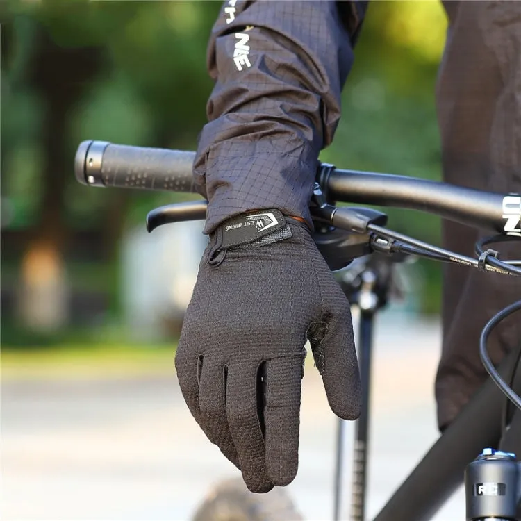 WEST BIKING YP0211223 Full-Finger Gloves For Cycling Shock Absorption Non-Slip Touch Screen Gloves, Size: M(Blue)