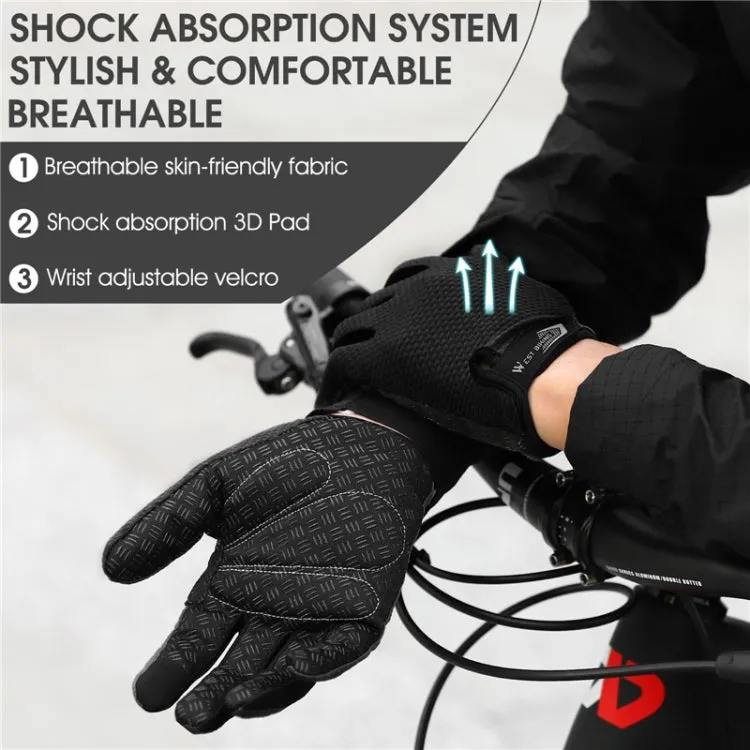 WEST BIKING YP0211223 Full-Finger Gloves For Cycling Shock Absorption Non-Slip Touch Screen Gloves, Size: M(Blue)