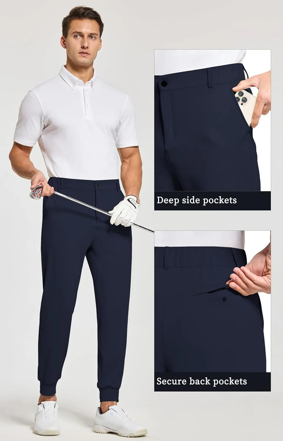 Willit Men's Golf Joggers Stretch Pants with 5 Pockets Slim Fit Sweatpants Work Dress Pants with Belt Loops