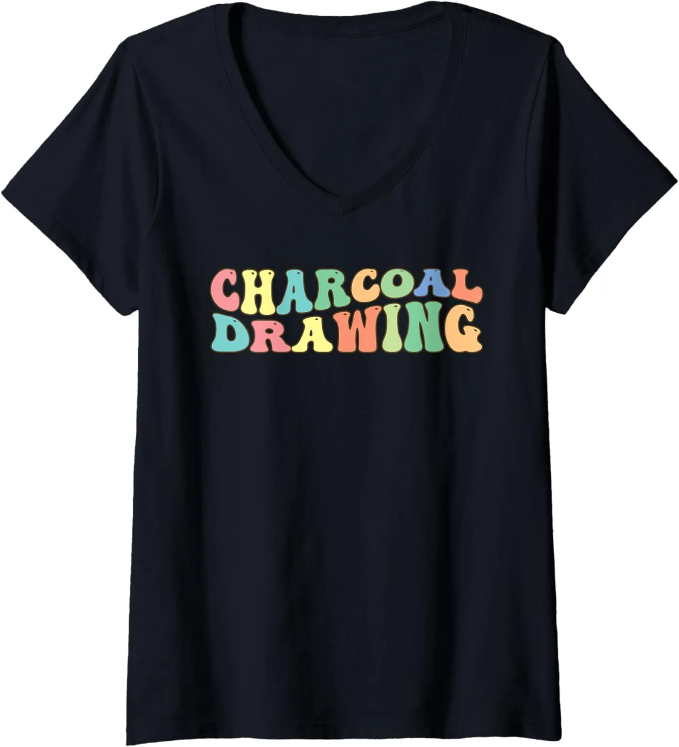 Womens Charcoal Drawing Sketch Artist V-Neck T-Shirt