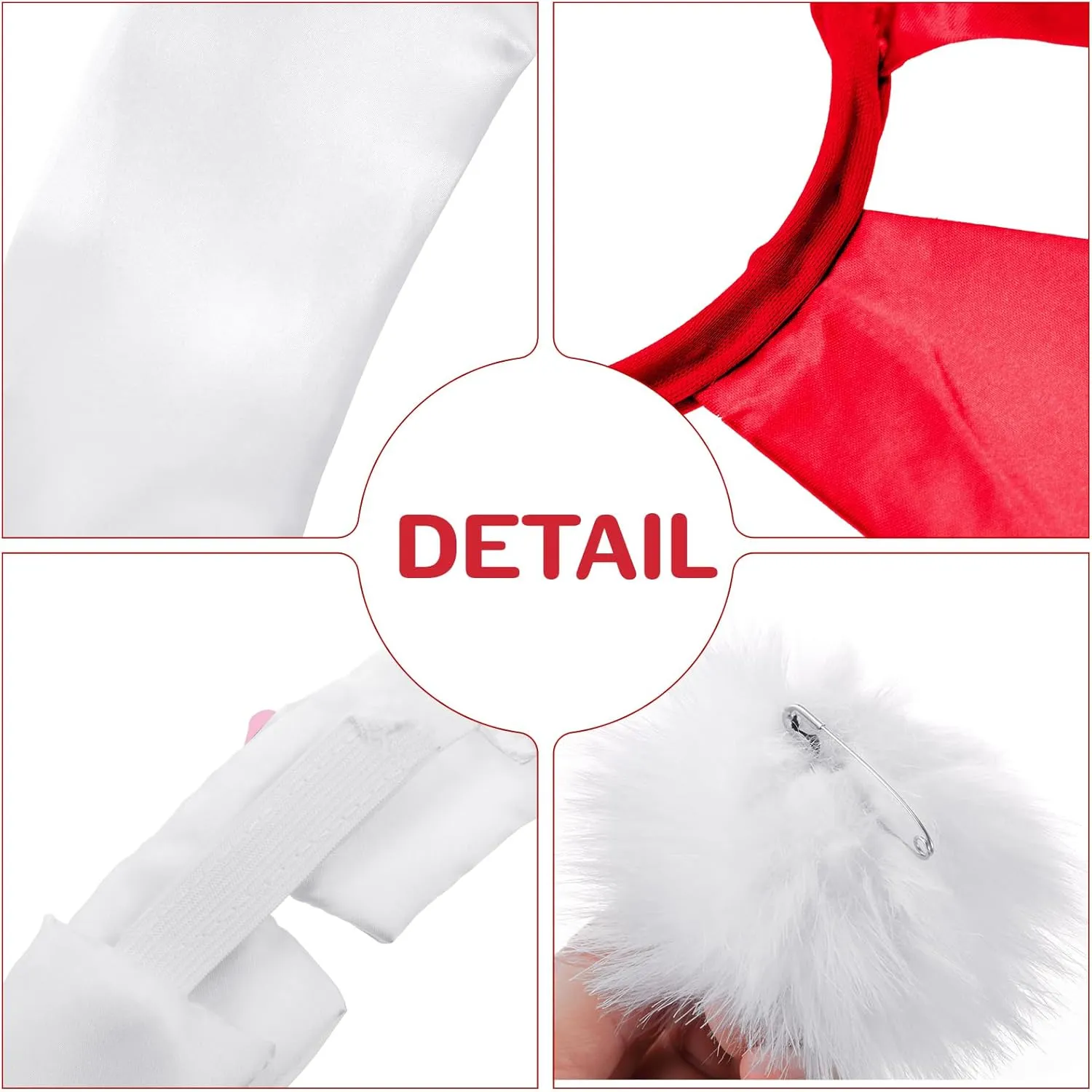 Zhanmai Bunny Costume Set - Including Ear Headband, Cuffs and Tail Accessory for Easter Party